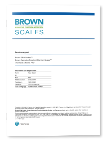 Exempel på Brown EF/A Självskattning Resultatrapport