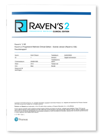 Exempel på Raven's 2 Resultatrapport