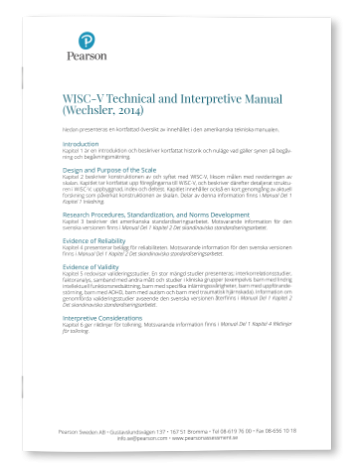 Överblick av den amerikanska WISC-V Technical and Interpretive Manual