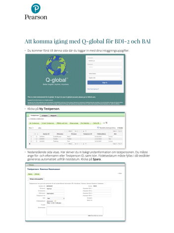 Att komma igång med Q-global för BDI-2 och BAI