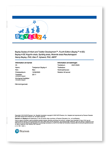 Exempel på Bayley-4 Resultatrapport