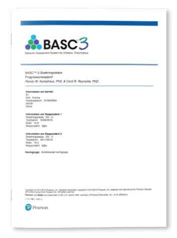 Exempel på BASC-3 Progressionsrapport